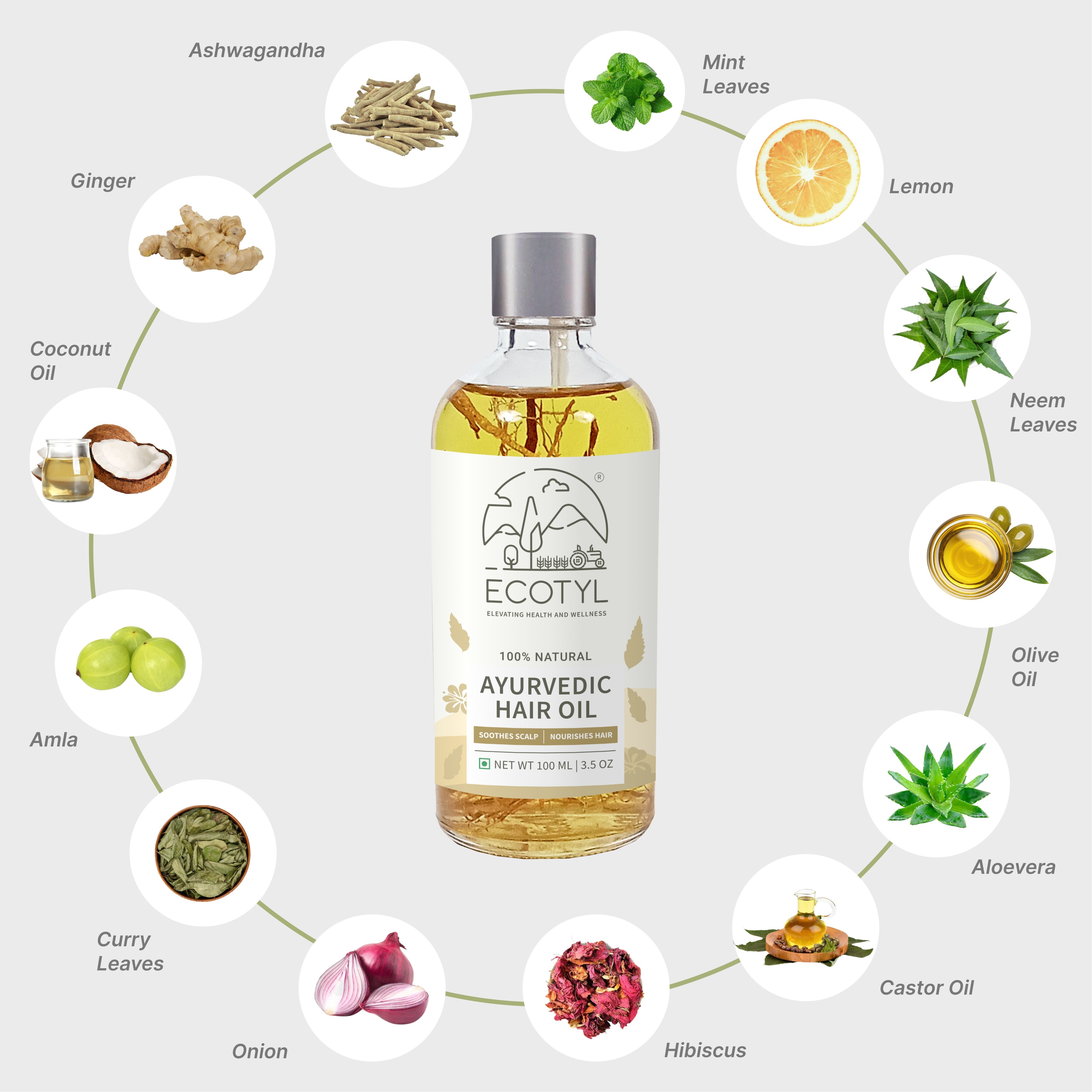 Ayurvedic Hair Oil - Ecotyl - 100% Organic I Sustainable