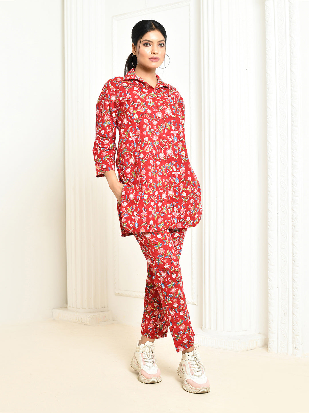 Aesica Handprinted Cotton ethnic co ord sets -4