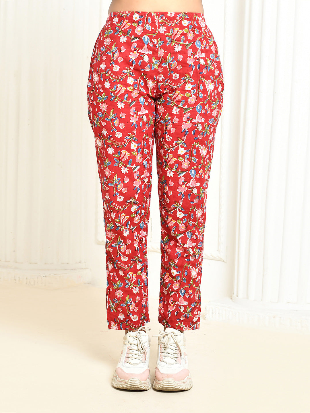 Aesica Handprinted Women's Cotton Pant-1