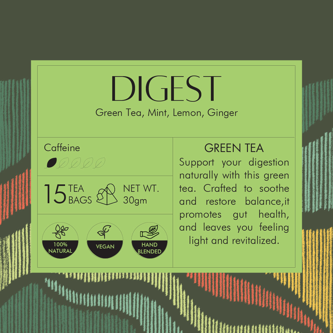 Ginger Mint Tea Bags | Digest Green Tea - 15 Count - CELESTE