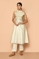 Ayoola halter handloom designer maheshwari silk kurta set for women
