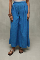 Azure Blue Textured Palazzo Pant-Sutra Art of Clothing