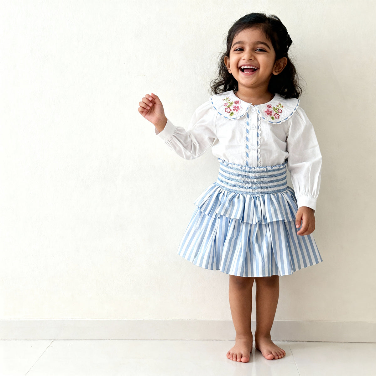 Amalfi organic cotton girls skort back view showing full coverage built-in shorts