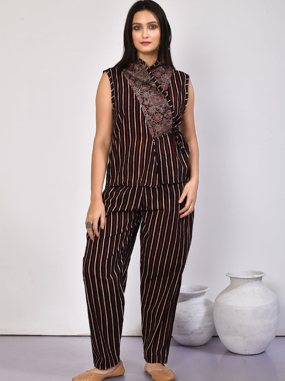 Bella Black handprinted Ajrakh Cotton Co-ord set-1