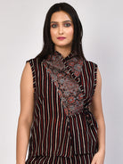 Bella Black handprinted Ajrakh best Cotton Co-ord set foe women, relaxed fit and perfect for summer outings-3
