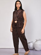 Bella Black Ajrakh Hand block printed cotton pant-3