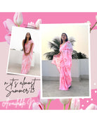 Pink Berry Blossom Mulmul cotton Summer Saree - New Collection