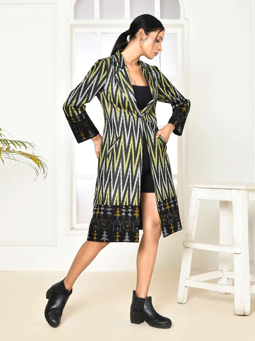 Bia Handloom Black cotton jackets for women-5