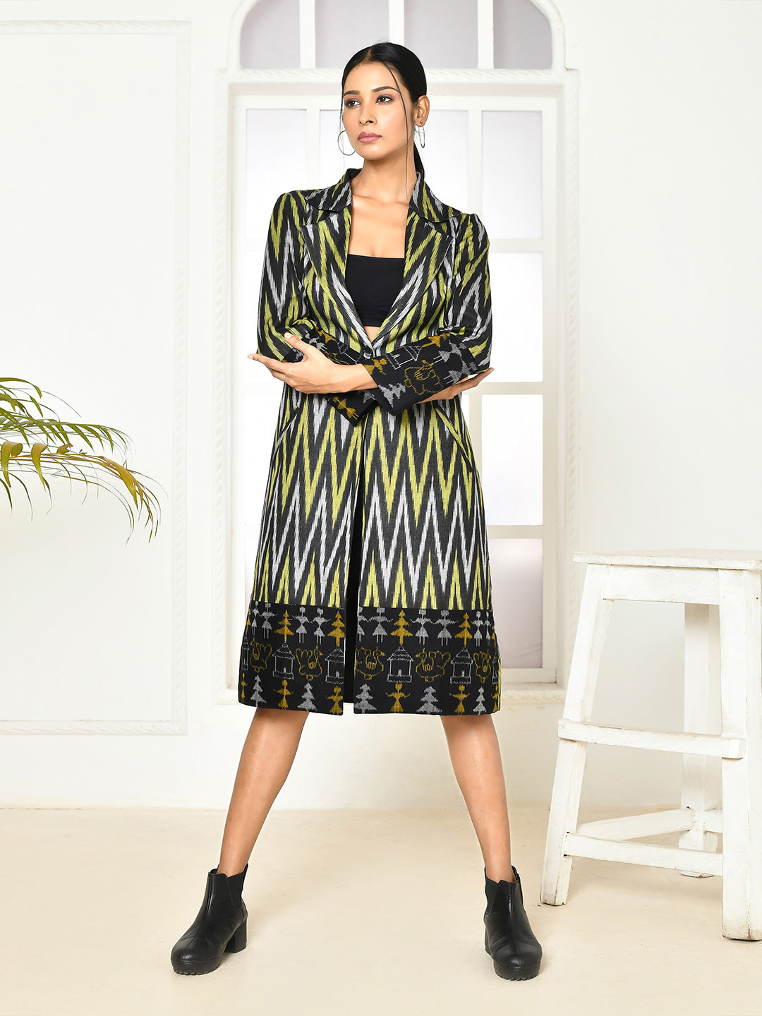 Bia Handloom Black plus size trench coat women-6