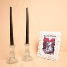black taper candle set, midnight flame candle, luxury candle stand, modern home decor candle, artecasa decor, romantic candle set
