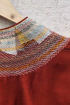 Cotton-silk Rust crop top with sujani work on neck line-bihart