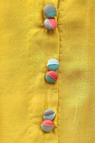 Cotton-silk Yellow crop top with sujani work on neck line-bihart