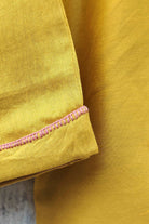 Cotton-silk Yellow crop top with sujani work on neck line-bihart