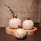 Golden Pomegranate Glory Vase Set – Luxury Porcelain Mini Vases for Home Decor - https://artecasa.in/