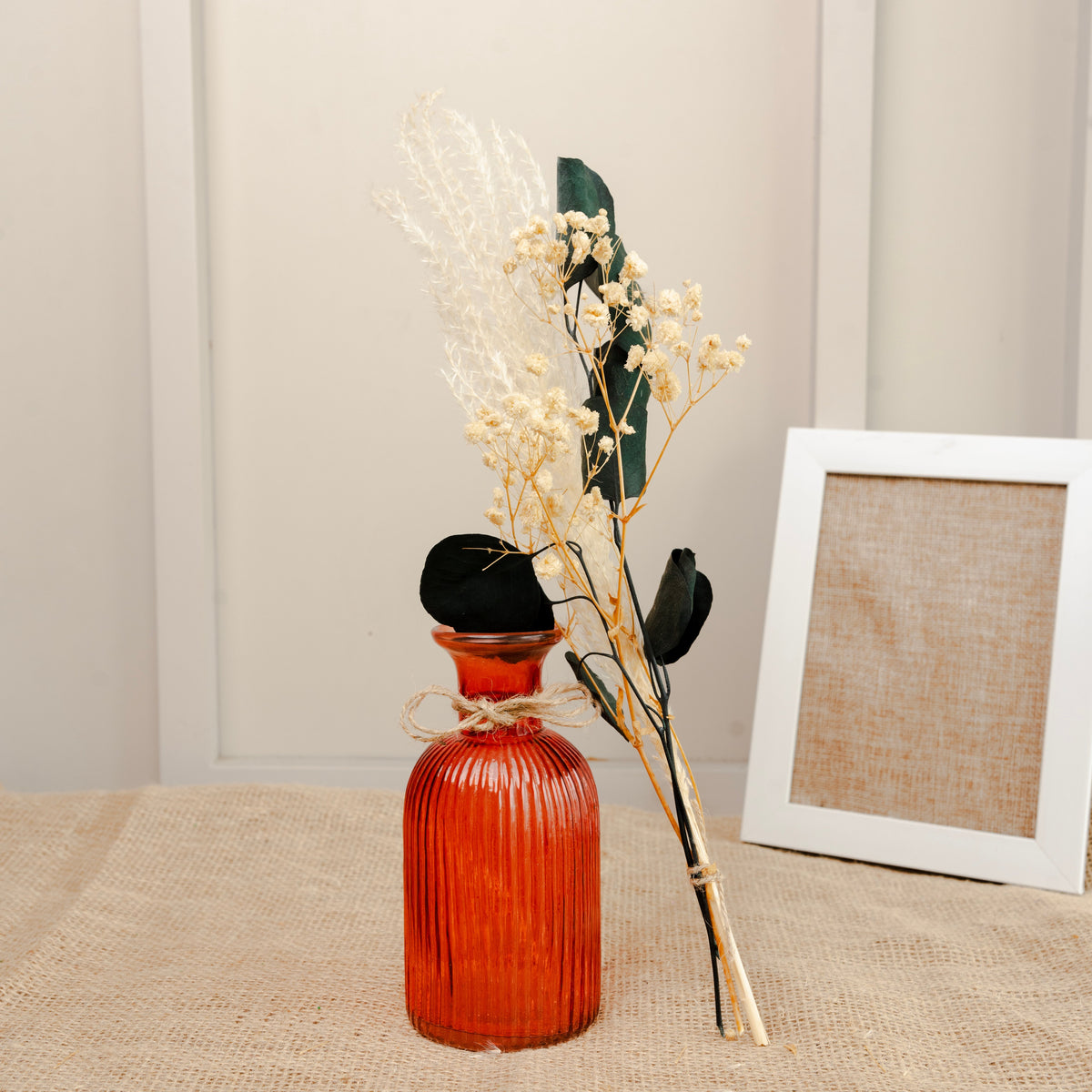 Amber Haven Large Glass Vase with Dried Flowers | Elegant Home Décor - https://artecasa.in/