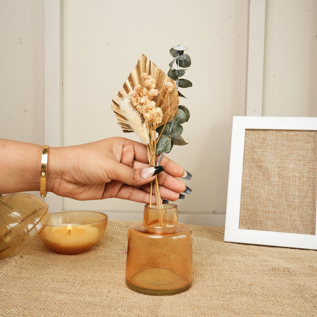 Earth Essence Vase with Dried Flowers | Elegant Home Décor - https://artecasa.in/
