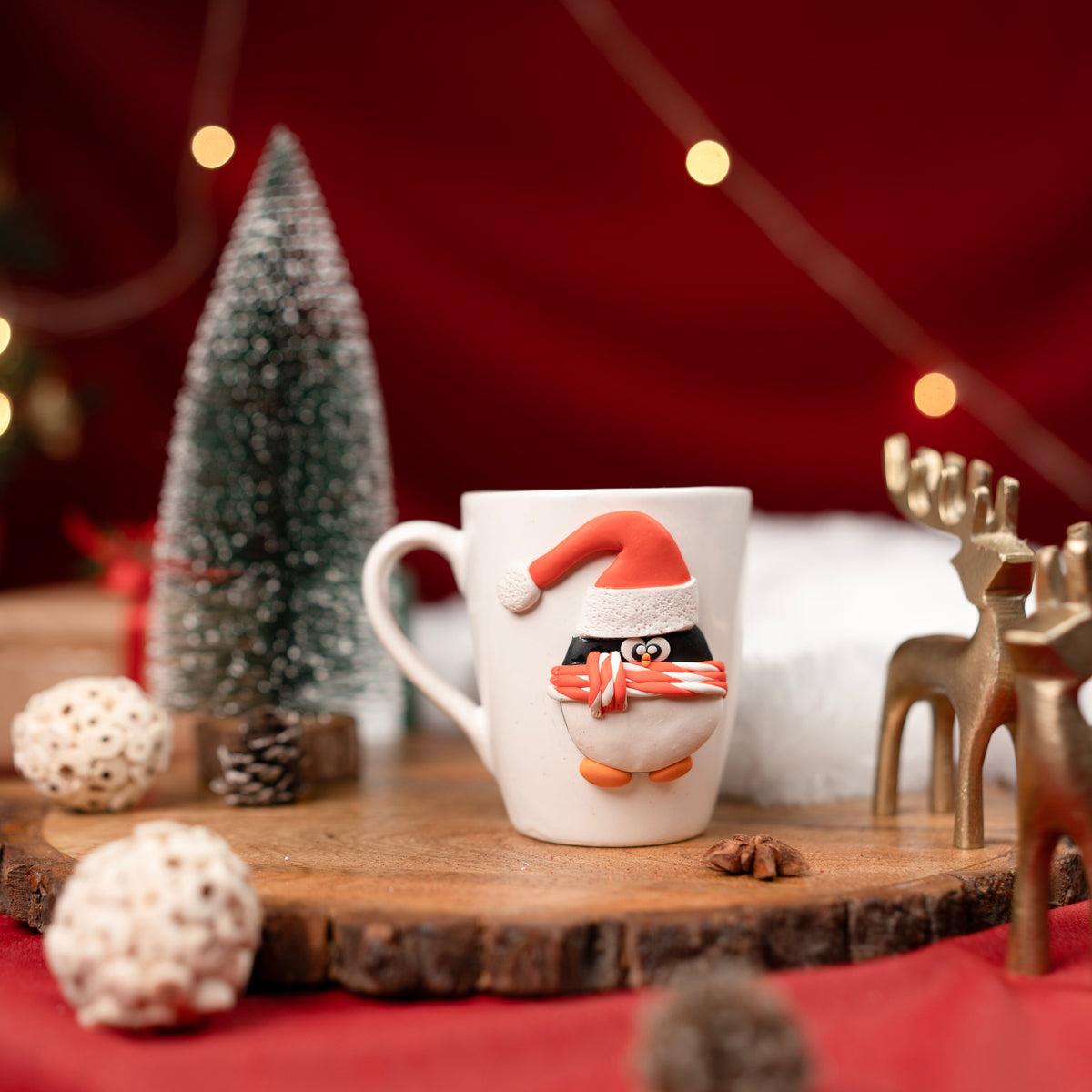 Santa Pengo Mug – Cute Penguin Christmas Mug for Coffee & Cocoa | Festive Holiday Mug for Gifting & Winter Drinks (Set of 1) - https://artecasa.in/