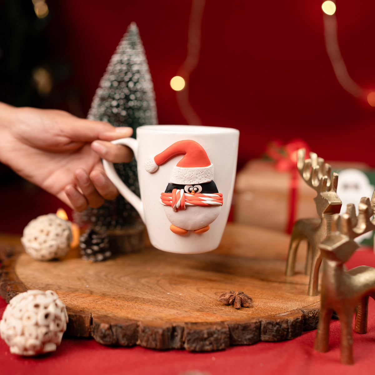 Santa Pengo Mug – Cute Penguin Christmas Mug for Coffee & Cocoa | Festive Holiday Mug for Gifting & Winter Drinks (Set of 1) - https://artecasa.in/