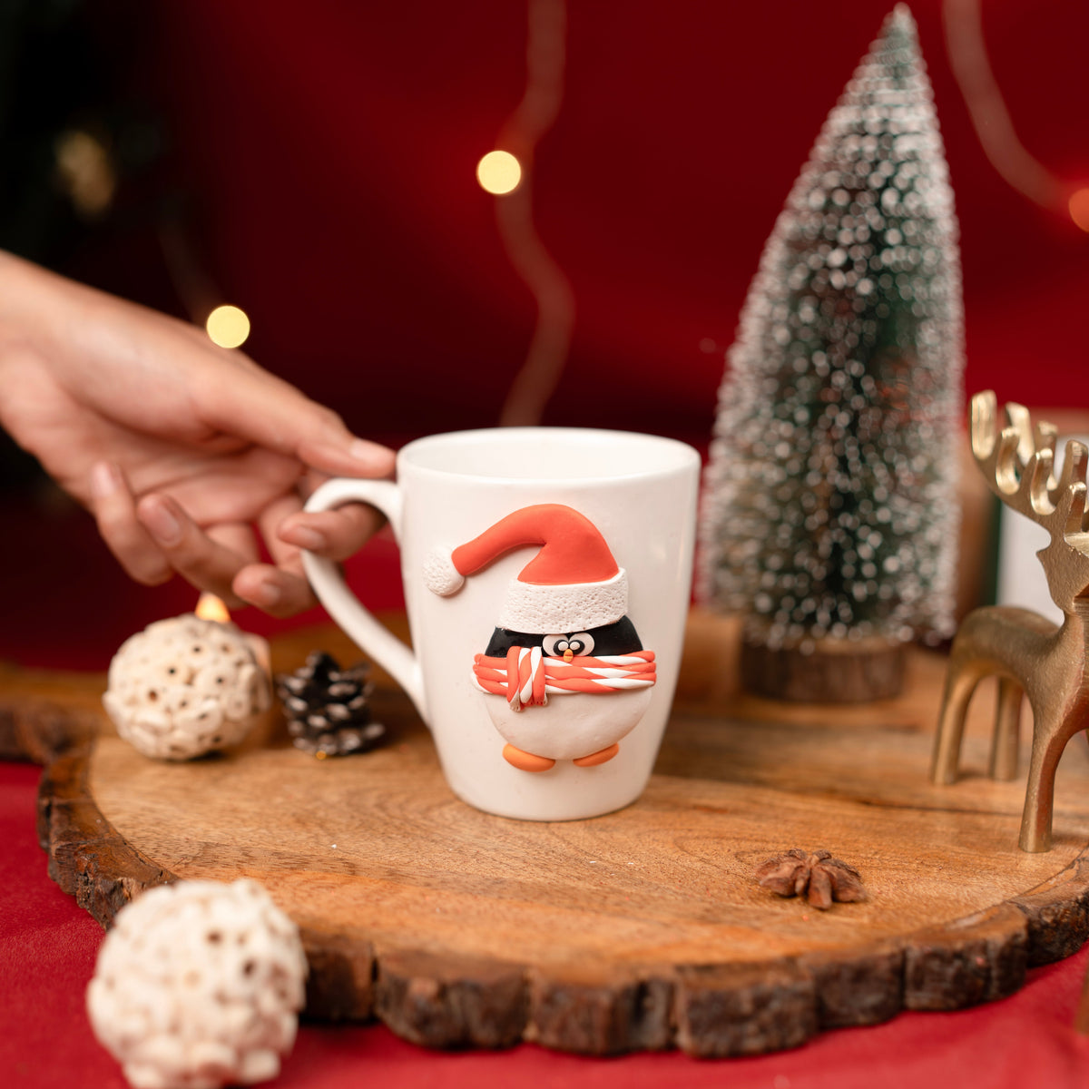 Santa Pengo Mug – Cute Penguin Christmas Mug for Coffee & Cocoa | Festive Holiday Mug for Gifting & Winter Drinks (Set of 1) - https://artecasa.in/