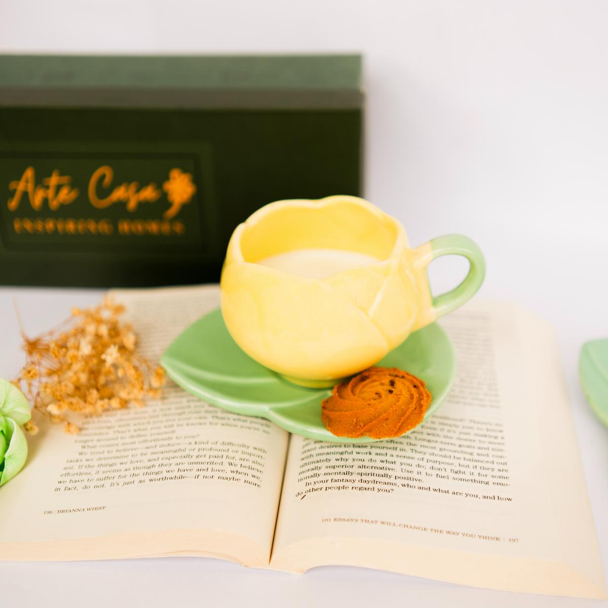 Tulip charm cup saucer-Yellow - https://artecasa.in/