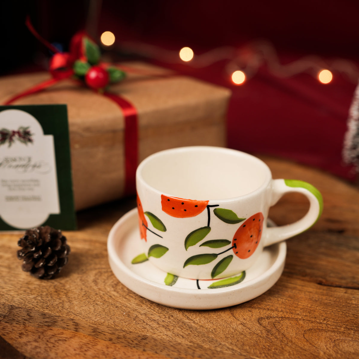 Citrus Delight Cup & Saucer Set – Orange Coffee Cup with Saucer - https://artecasa.in/
