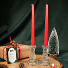 Glass Glow Candle Stand Set – Glass Taper Candle Holders with Red Taper Candles (Set of 2) | - https://artecasa.in/