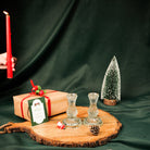 Glass Glow Candle Stand Set – Glass Taper Candle Holders with Red Taper Candles (Set of 2) | - https://artecasa.in/