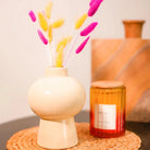 Mushroom vase with coloured bunny tails - https://artecasa.in/