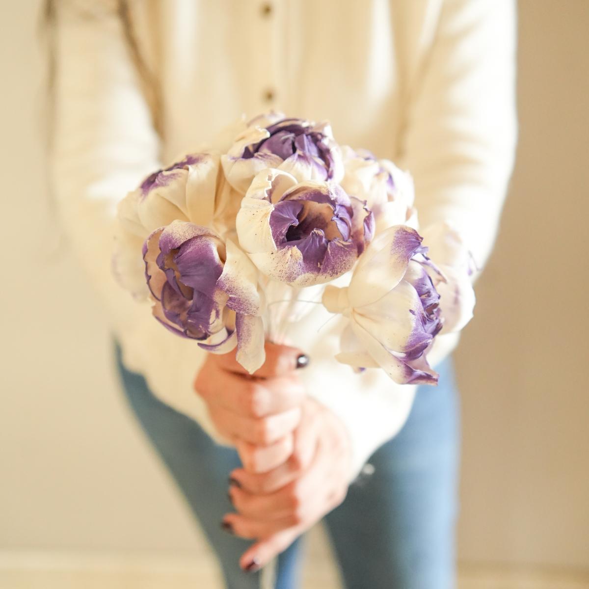 Dual shade sola peony-Purple and white - https://artecasa.in/