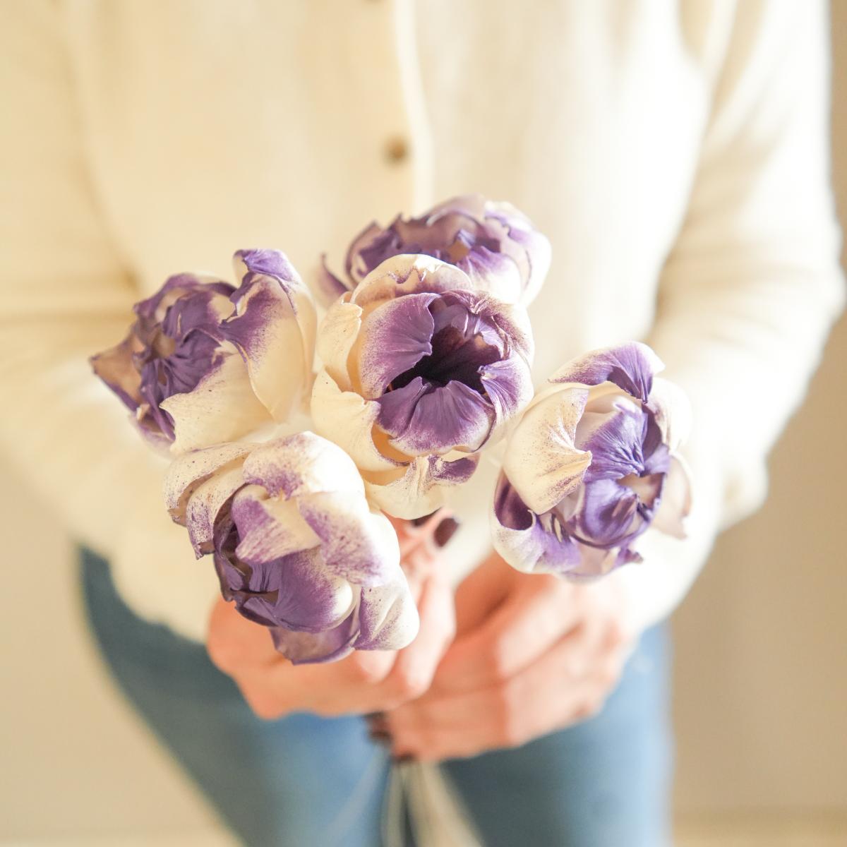 Dual shade sola peony-Purple and white - https://artecasa.in/