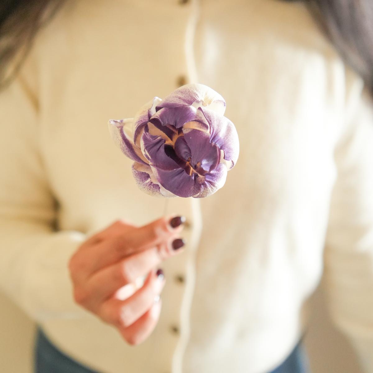 Dual shade sola peony-Purple and white - https://artecasa.in/
