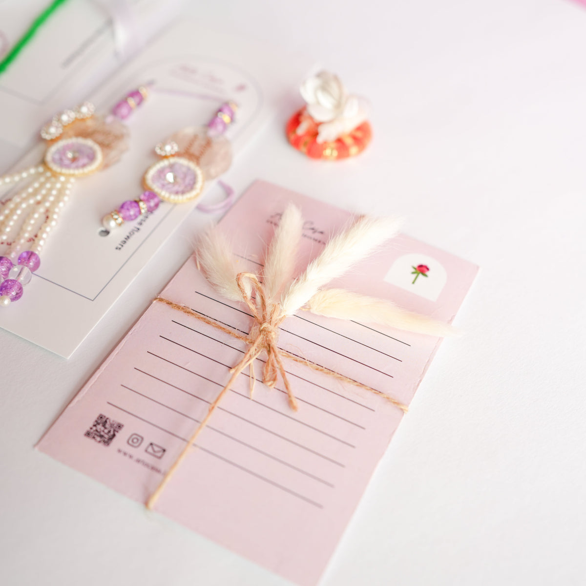 Handcrafted Tulip crochet Rakhi hamper (Light Purple) - https://artecasa.in/