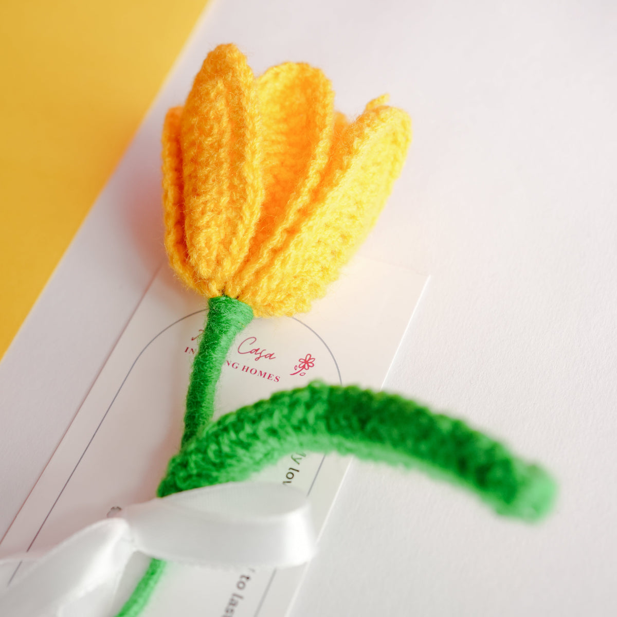 Handcrafted Tulip crochet Rakhi hamper (yellow) - https://artecasa.in/