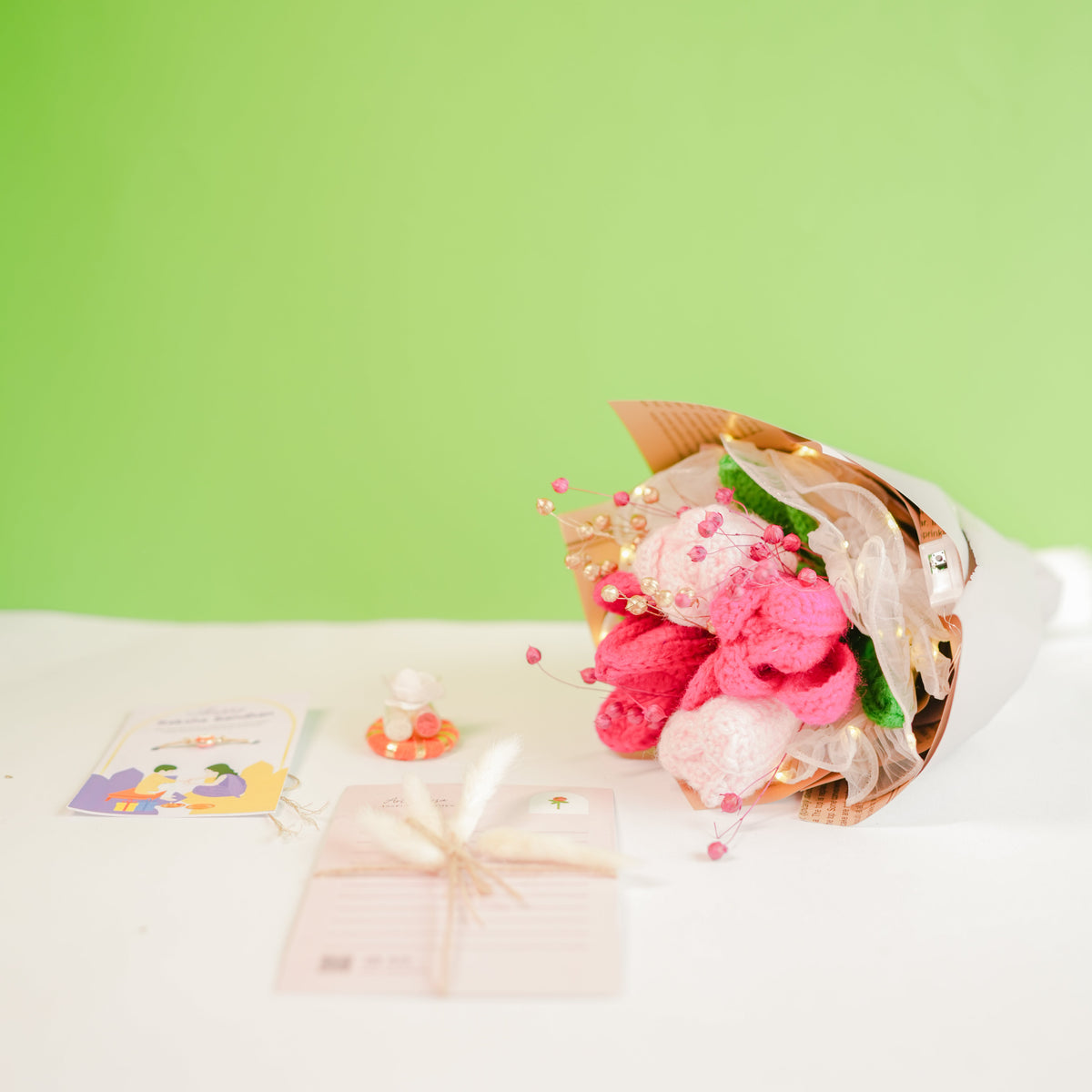 Pretty Pansy Bouquet Rakhi hamper - https://artecasa.in/