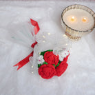 Radiant Red Rose Bloom – Handcrafted Crochet  with LED Glow | ArteCasa - https://artecasa.in/