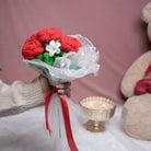 Radiant Red Rose Bloom – Handcrafted Crochet  with LED Glow | ArteCasa - https://artecasa.in/