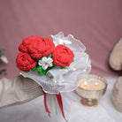 Radiant Red Rose Bloom – Handcrafted Crochet  with LED Glow | ArteCasa - https://artecasa.in/
