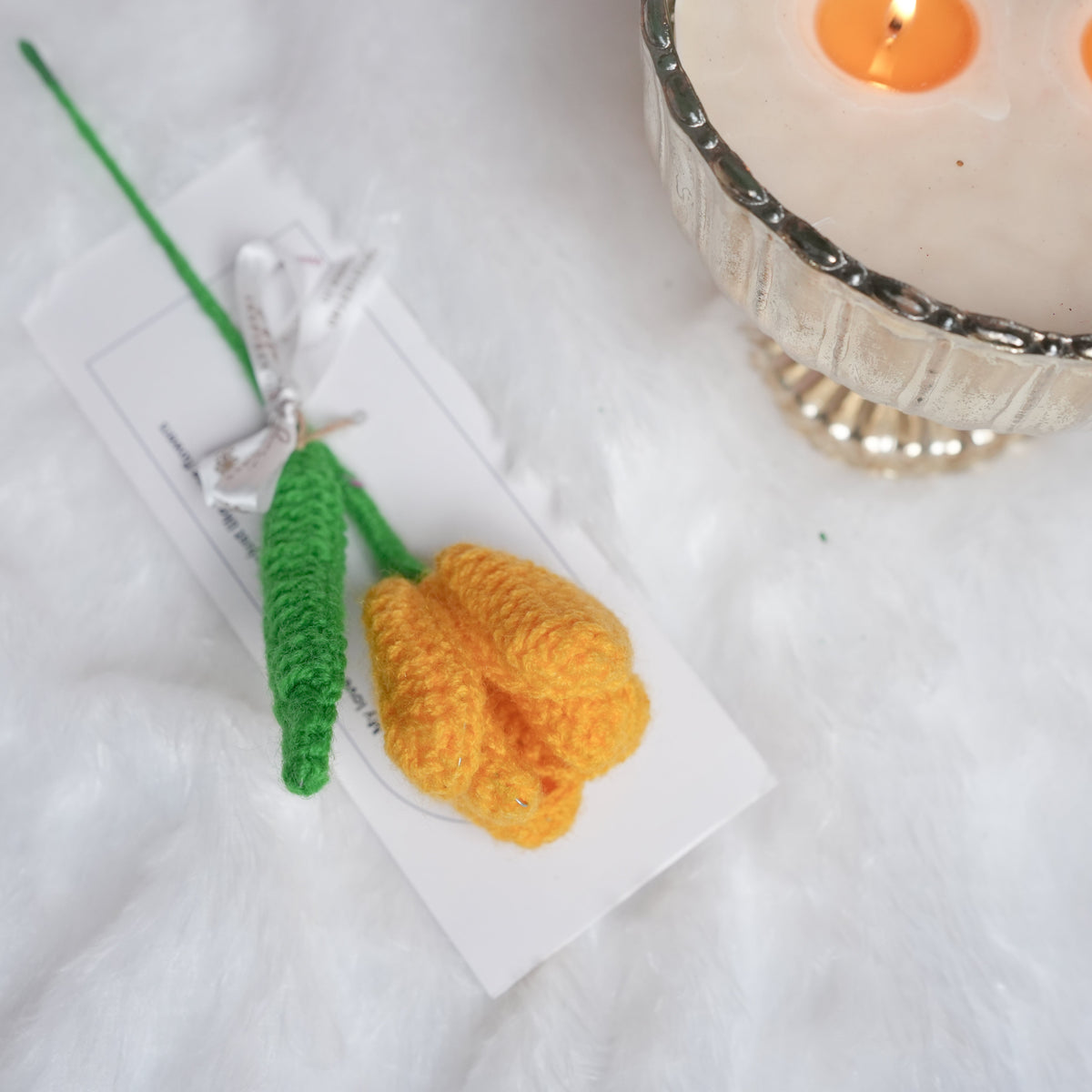 Handcrafted Tulip Crochet – Yellow Forever Flower | ArteCasa - https://artecasa.in/