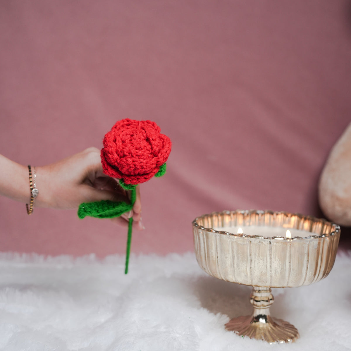 Handcrafted Red Crochet Rose – Forever Flower Décor | ArteCasa - https://artecasa.in/