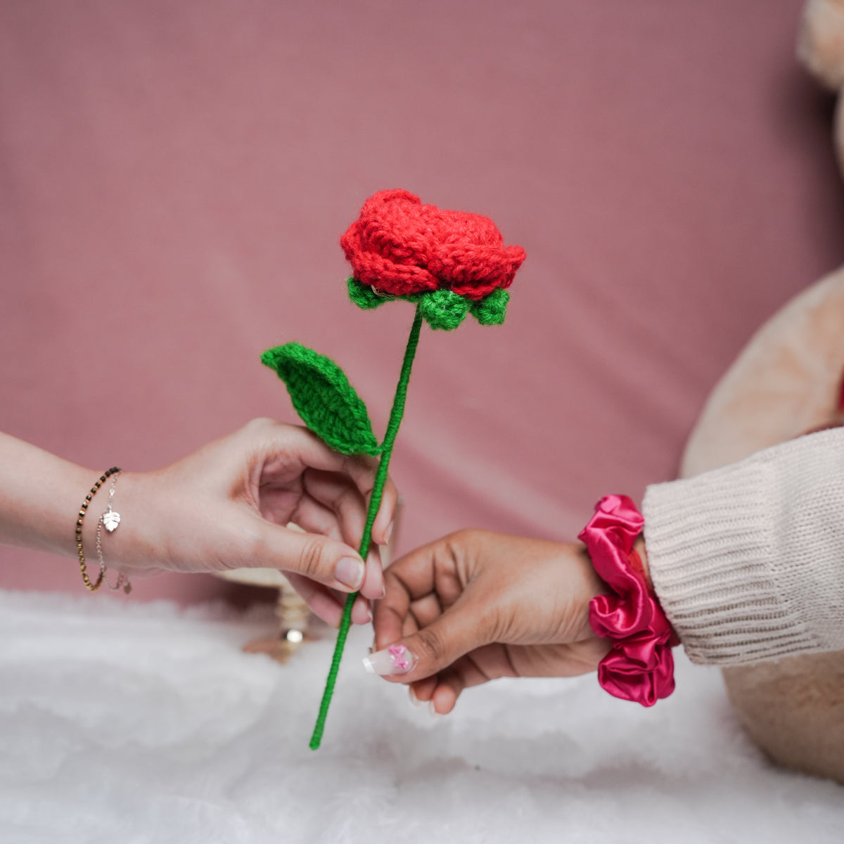 Handcrafted Red Crochet Rose – Forever Flower Décor | ArteCasa - https://artecasa.in/