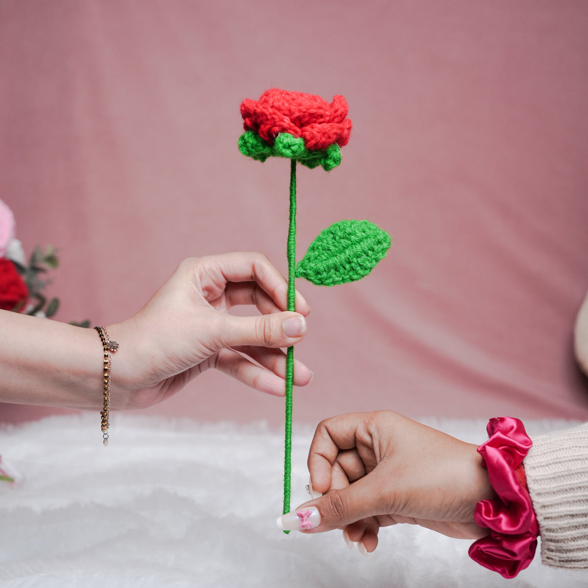 Handcrafted Red Crochet Rose – Forever Flower Décor | ArteCasa - https://artecasa.in/