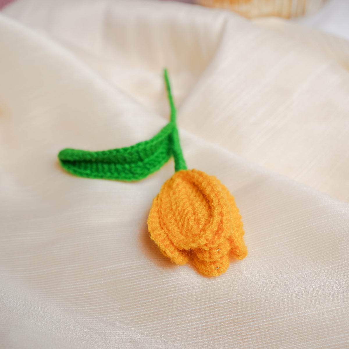 Handcrafted Tulip Crochet – Yellow Forever Flower | ArteCasa - https://artecasa.in/