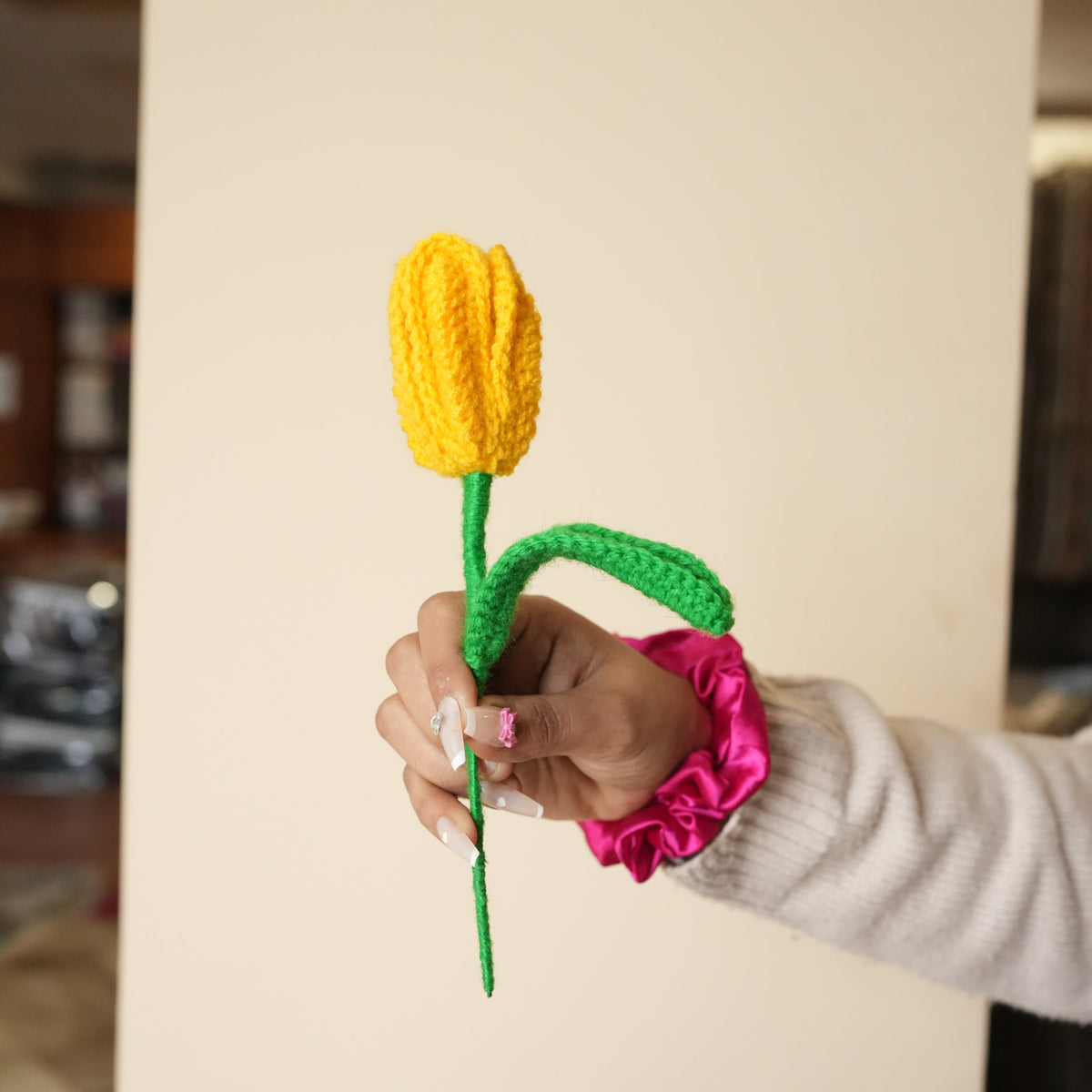 Handcrafted Tulip Crochet – Yellow Forever Flower | ArteCasa - https://artecasa.in/