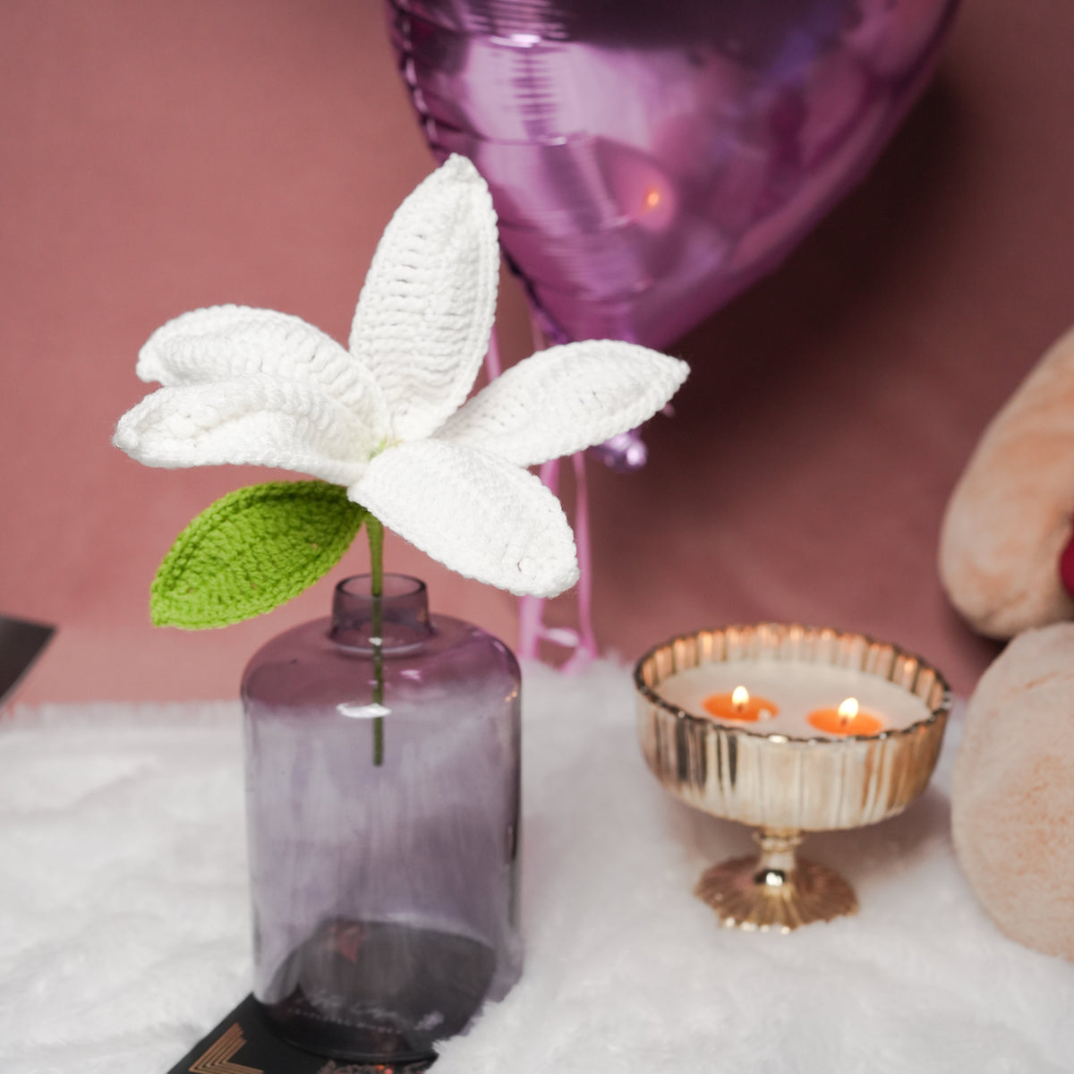 Handcrafted Crochet Lily – White Forever Flower | ArteCasa - https://artecasa.in/