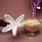 handcrafted white crochet lily flower decor by artecasa