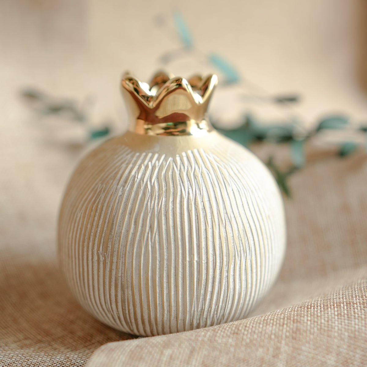 Ivory Pomegranate Jewel Vase Large | ArteCasa - https://artecasa.in/
