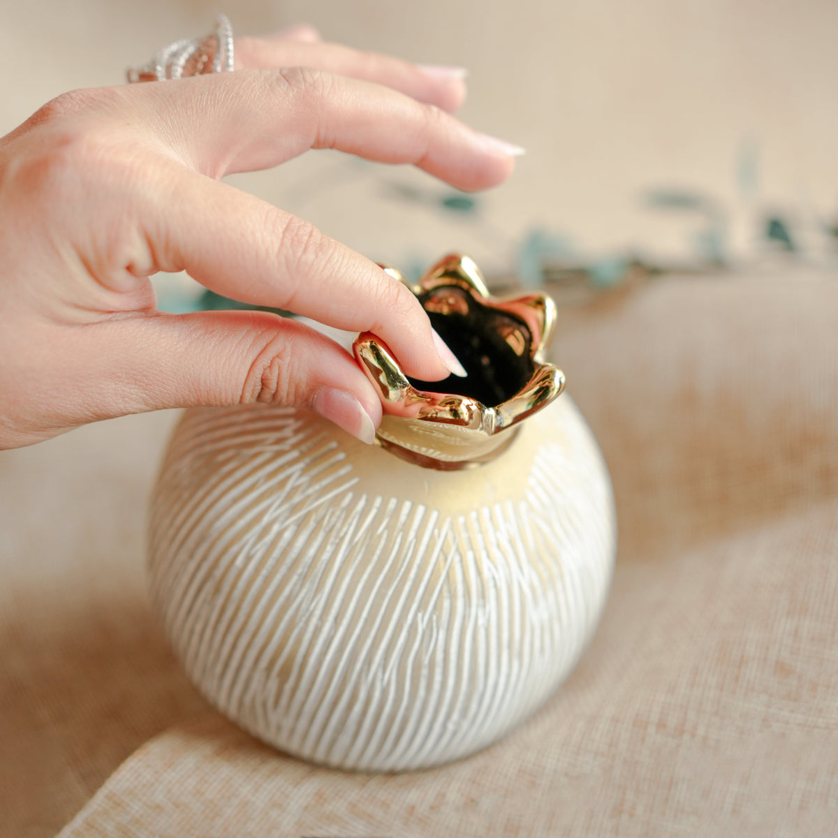 Ivory Pomegranate Jewel Vase Large | ArteCasa - https://artecasa.in/