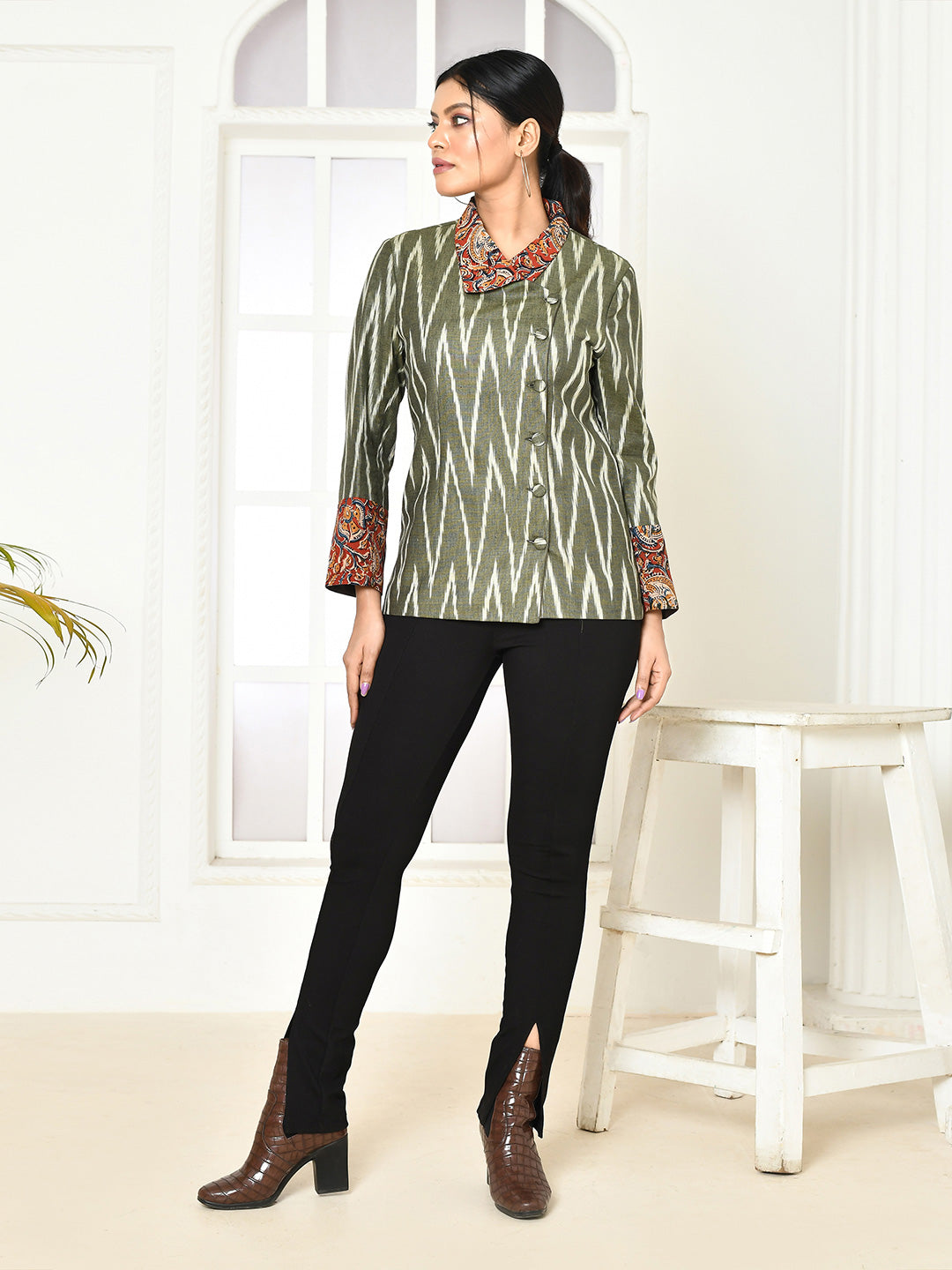 Cara Ikkat cotton jackets for women-2