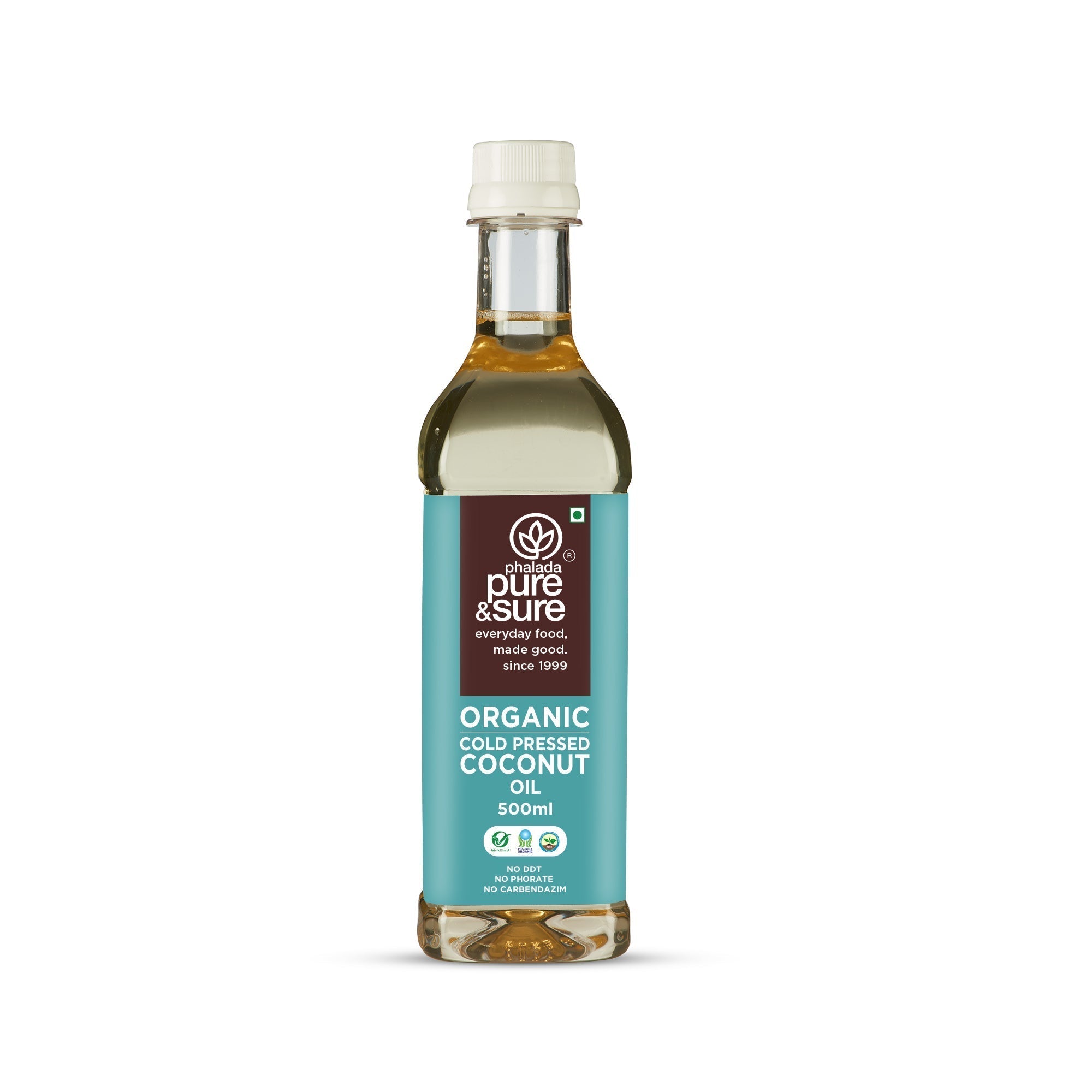 Phalada Pure and Sure Organic Cold Pressed Coconut Oil 500ml Front