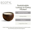 Coconut Shell Candle - Patchouli & Rosewood - Ecotyl - 100% Organic I Sustainable